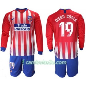 Camisolas de Futebol Atlético Madrid Diego Costa 19 Criança Equipamento Principal 2018/19 Manga Comprida
